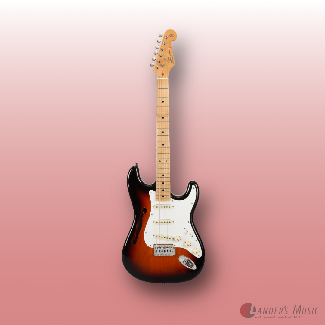 SX Alder Semi-Hollow 3 Tone Sunburst Electric Guitar