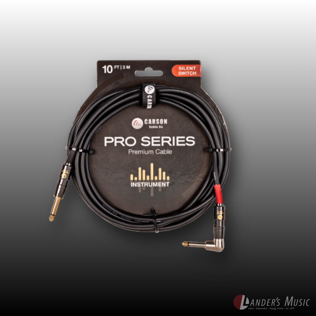 Carson Pro Series 10ft Right Angle to Straight Silent Switch Instrument Cable