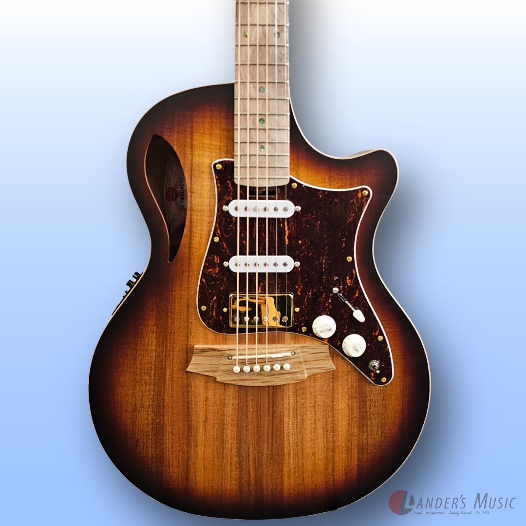 Cole Clark True Hybrid Thinline II Blackwood with HSS Pick Ups Sunburst Electric/Acoustic Guitar with Case