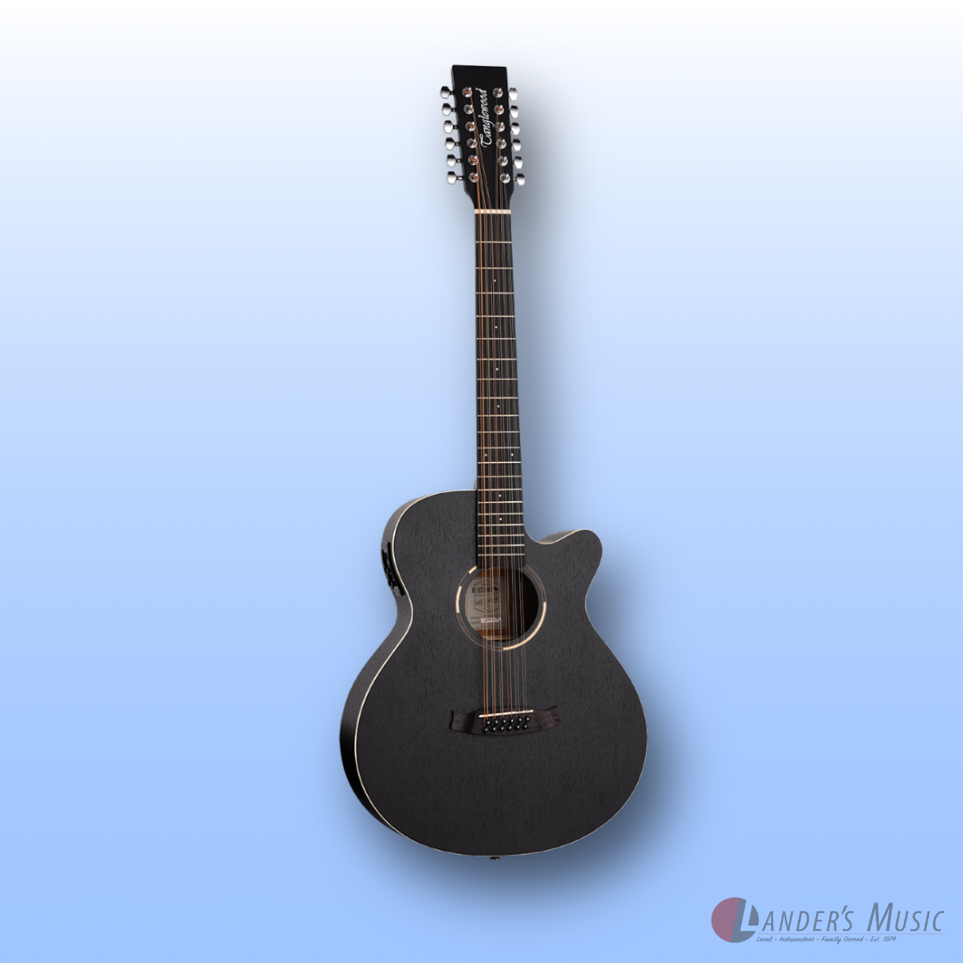 Tanglewood Blackbird TWBBSFCE12 Smokestack Black Satin SuperFolk 12-String Electric/Acoustic Guitar