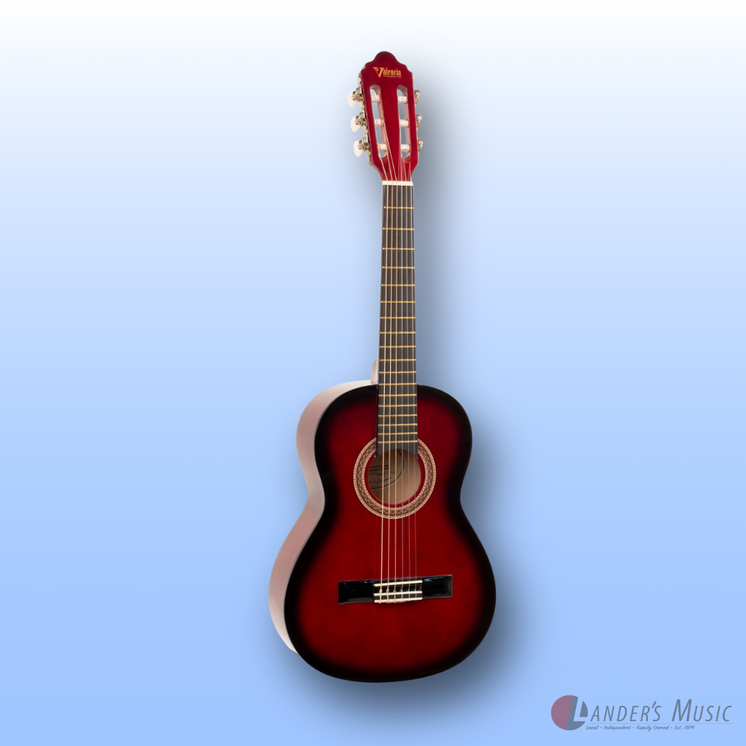 Valencia VC102 1/2 Size Red Sunburst Nylon String Guitar