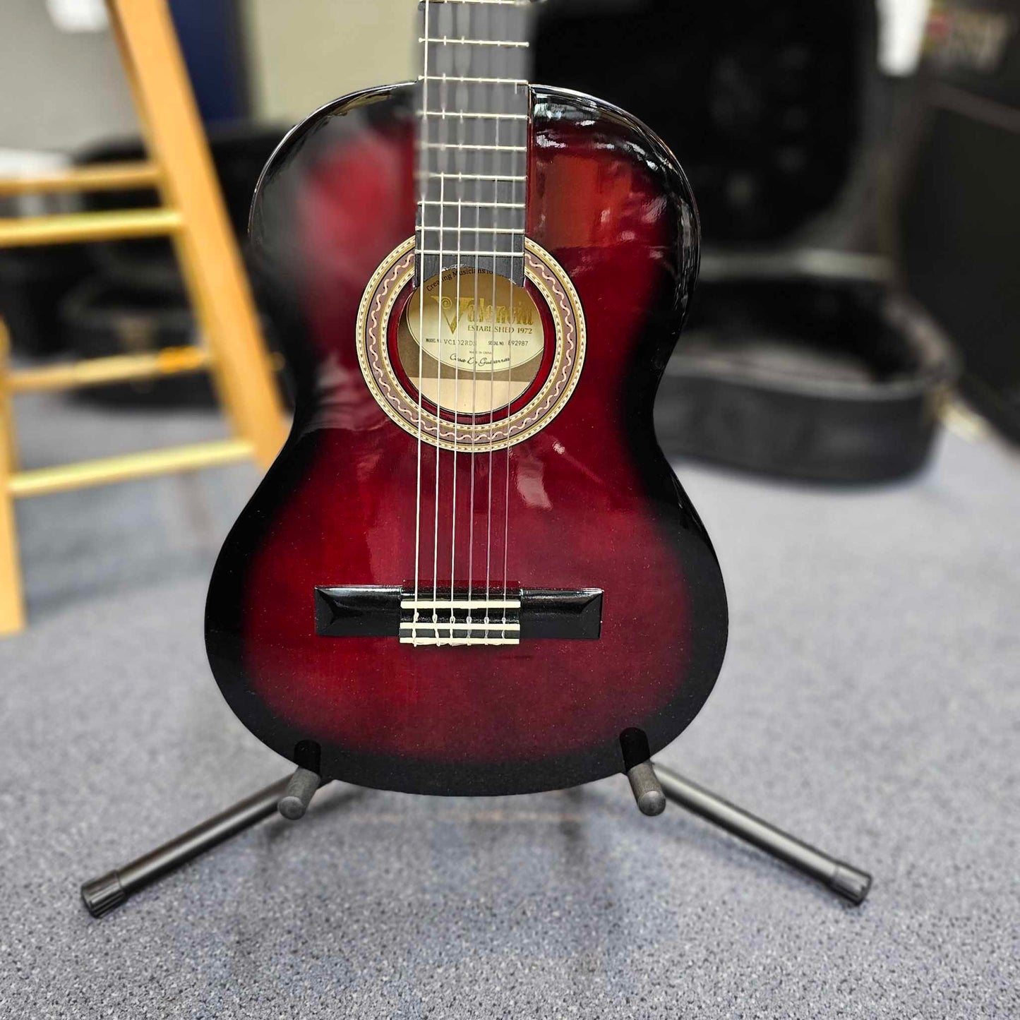Valencia VC102 1/2 Size Red Sunburst Nylon String Guitar