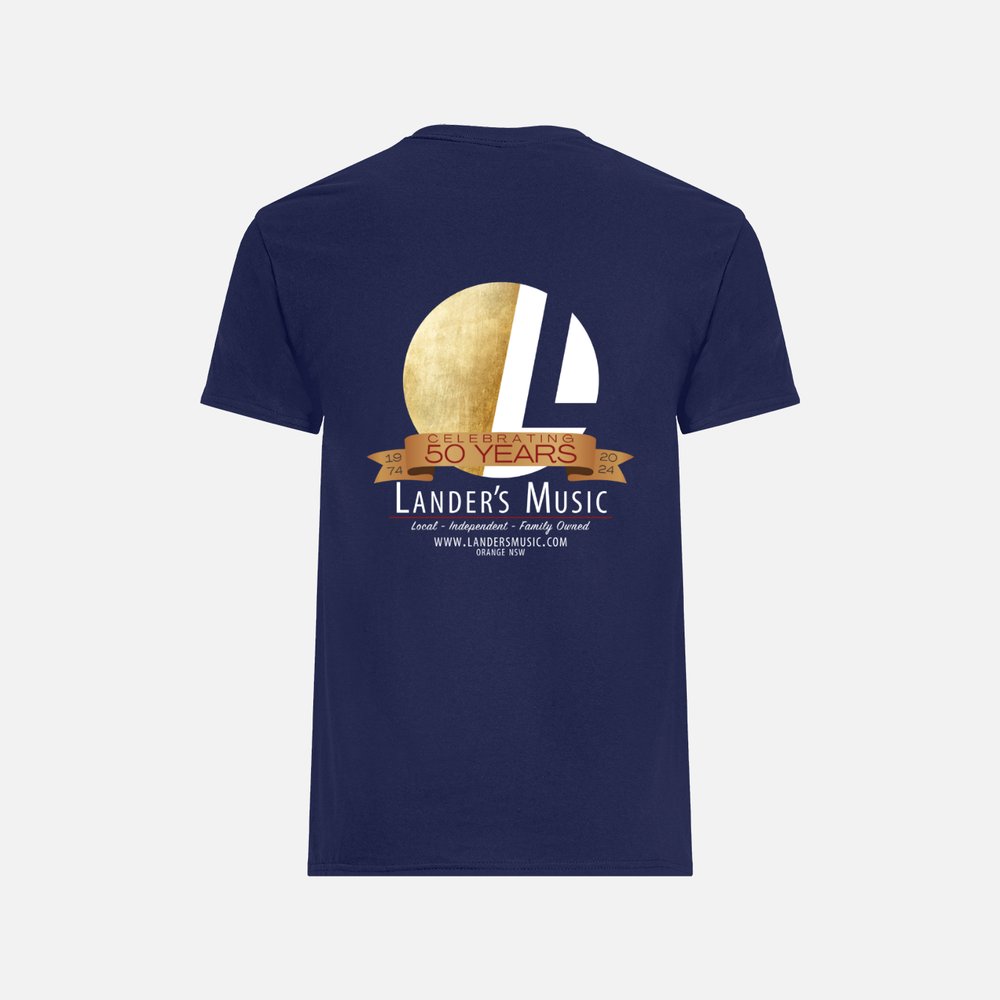 Lander's Music 50th Anniversary Logo T-Shirt - Navy