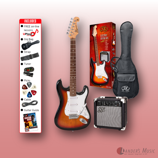 SX S Style in 3 Tone Sunburst Electric Guitar and Amp Package