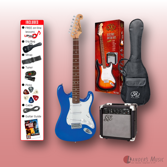 SX S Style in Electric Blue Electric Guitar and Amp Package