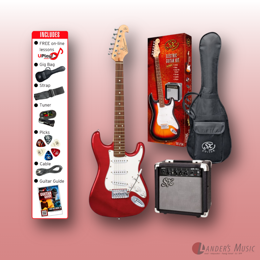 SX S Style in Candy Apple Red Electric Guitar and Amp Package