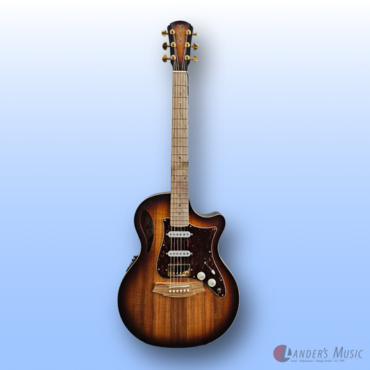 Cole Clark True Hybrid Thinline II Blackwood with HSS Pick Ups Sunburst Electric/Acoustic Guitar with Case