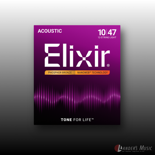 Elixir 10-47 Nanoweb 12 String Phosphor Bronze Acoustic Guitar Strings