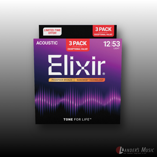 Elixir Nanoweb 12-53 Acoustic Strings - 3 Pack