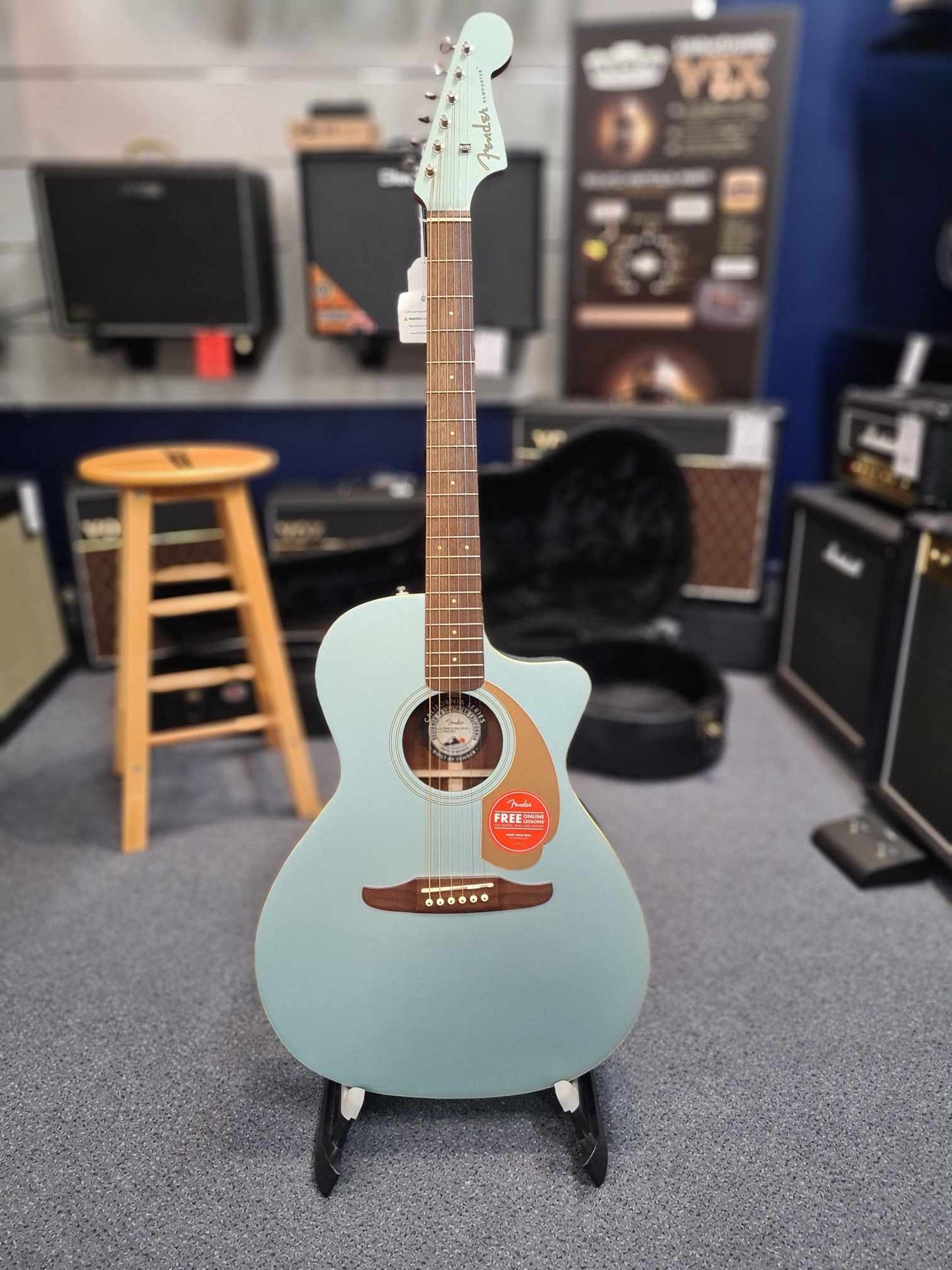 Fender Newporter Player California Series Ice Blue Electric/Acoustic Guitar