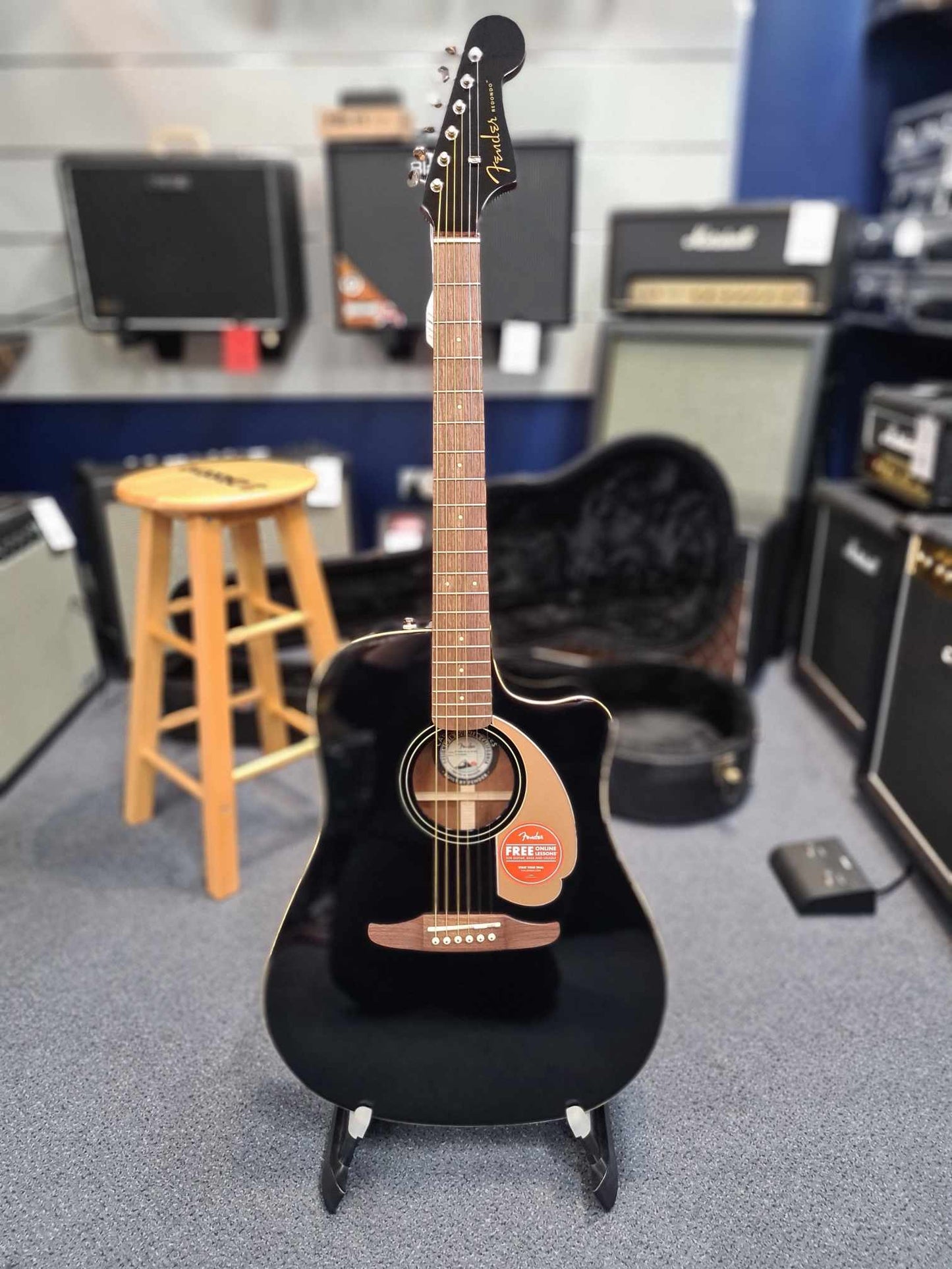 Fender Redondo Player California Series Jetty Black Electric/Acoustic Guitar