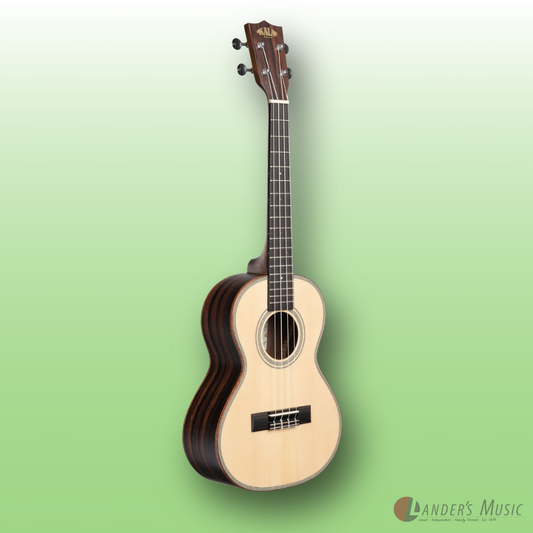 Kala Solid Spruce and Ebony Concert Ukulele with Deluxe Bag