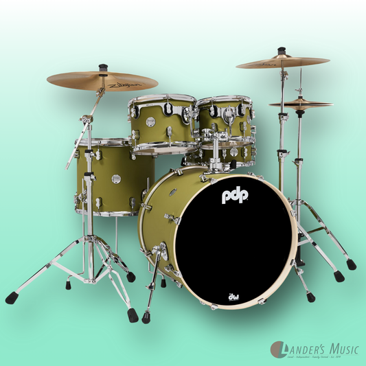 PDP Concept Maple Series 22" Satin Olive 5 Piece Drum Kit with Hardware