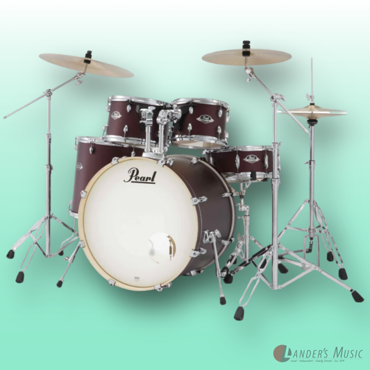 Pearl Export 22" Fusion Plus Satin Scarlett Kit with Hardware + BONUS 8" TOM