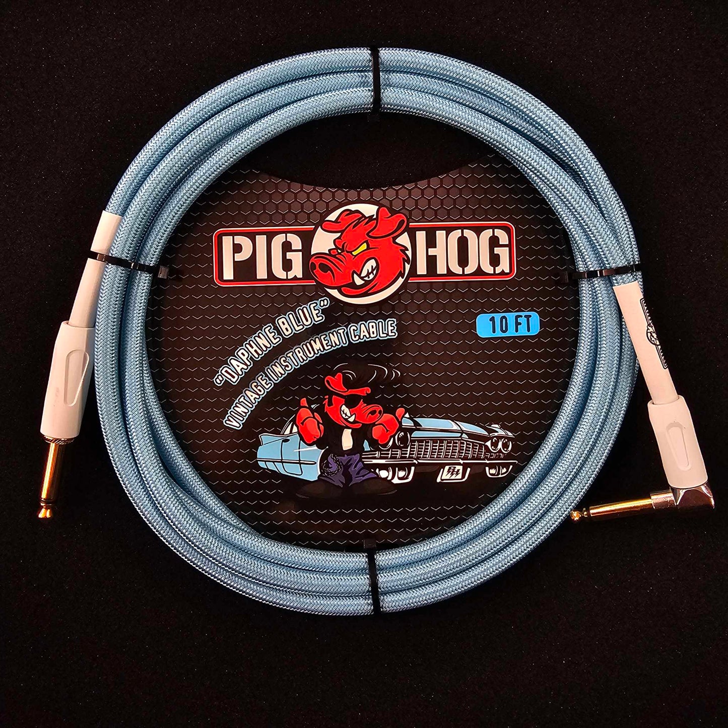Pig Hog 10ft Woven Straight to Right Angle Instrument Cables