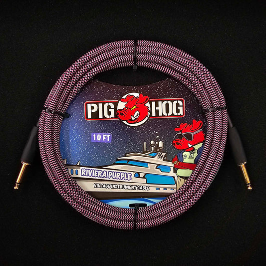 Pig Hog 10ft Woven Straight to Straight Instrument Cables