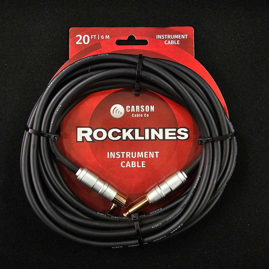 Rocklines 20ft Right Angle to Straight Jack Instrument Cable