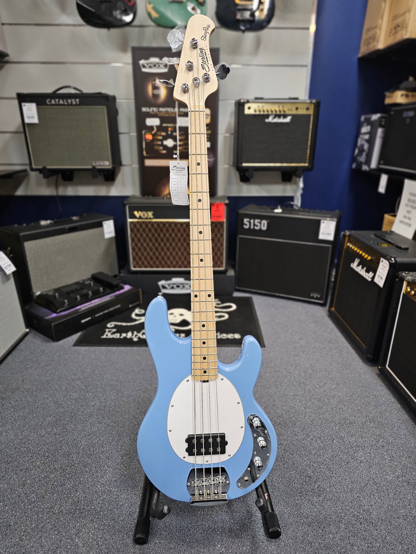 Sterling by Musicman Stingray Ray4 Chopper Blue Bass Guitar