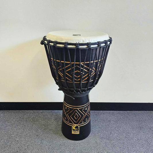 Toca 10" Rope Tuned Carved Series Djembe in Black Onyx Finish