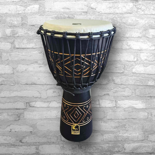 Toca 10" Rope Tuned Carved Series Djembe in Black Onyx Finish