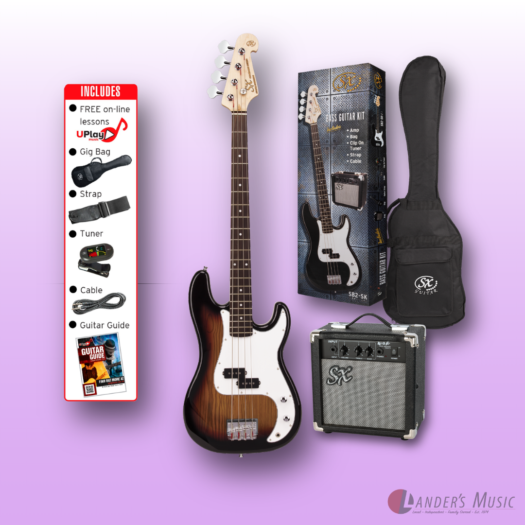 SX PB Style in Tobacco Sunburst Bass Guitar and Amp Package