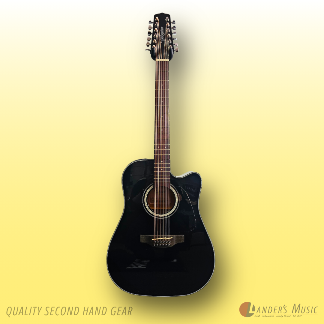 Second Hand - Takamine GD30CE-12 Black 12 String Electric/Acoustic Guitar with Hard Case