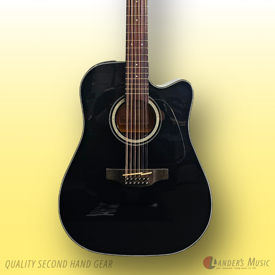 Second Hand - Takamine GD30CE-12 Black 12 String Electric/Acoustic Guitar with Hard Case