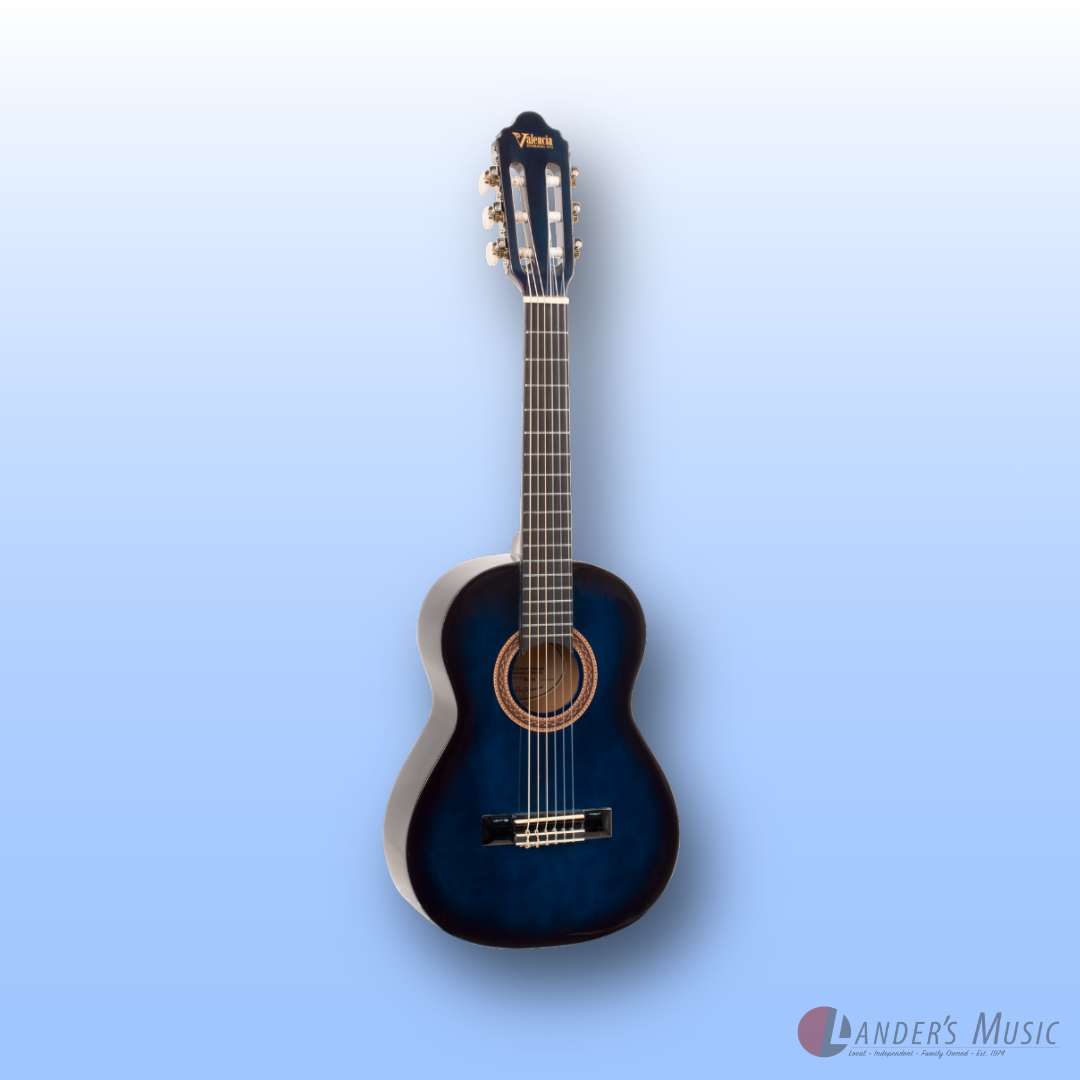 Valencia VC101 1/4 Size Blue Sunburst Nylon String Guitar