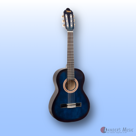 Valencia VC102 1/2 Size Blue Sunburst Nylon String Guitar