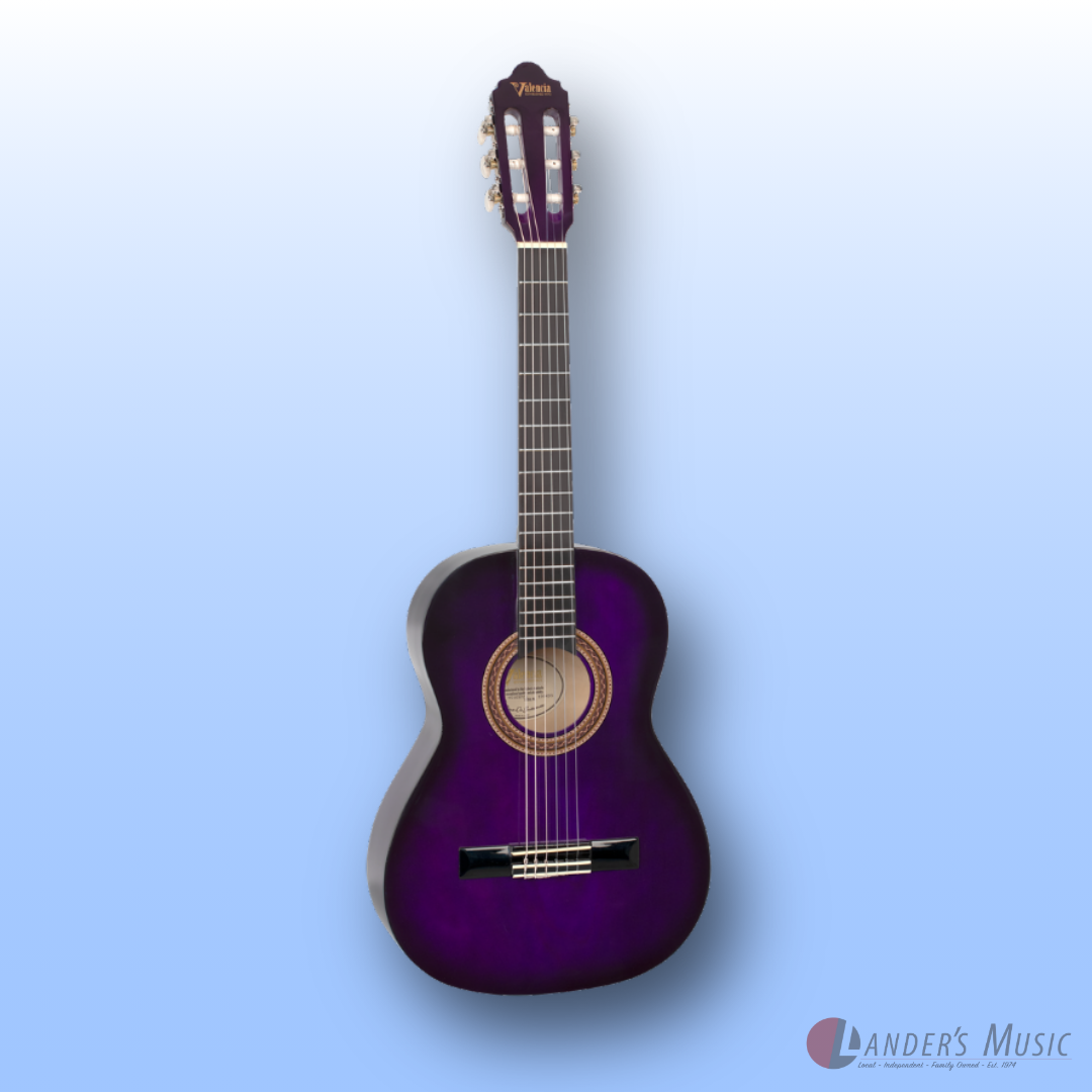 Valencia VC102 1/2 Size Purple Sunburst Nylon String Guitar