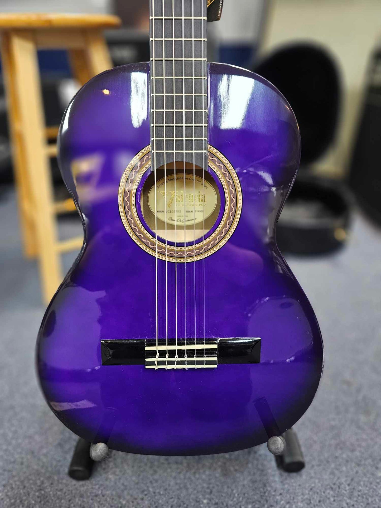 Valencia VC103 3/4 Size Purple Nylon String Guitar