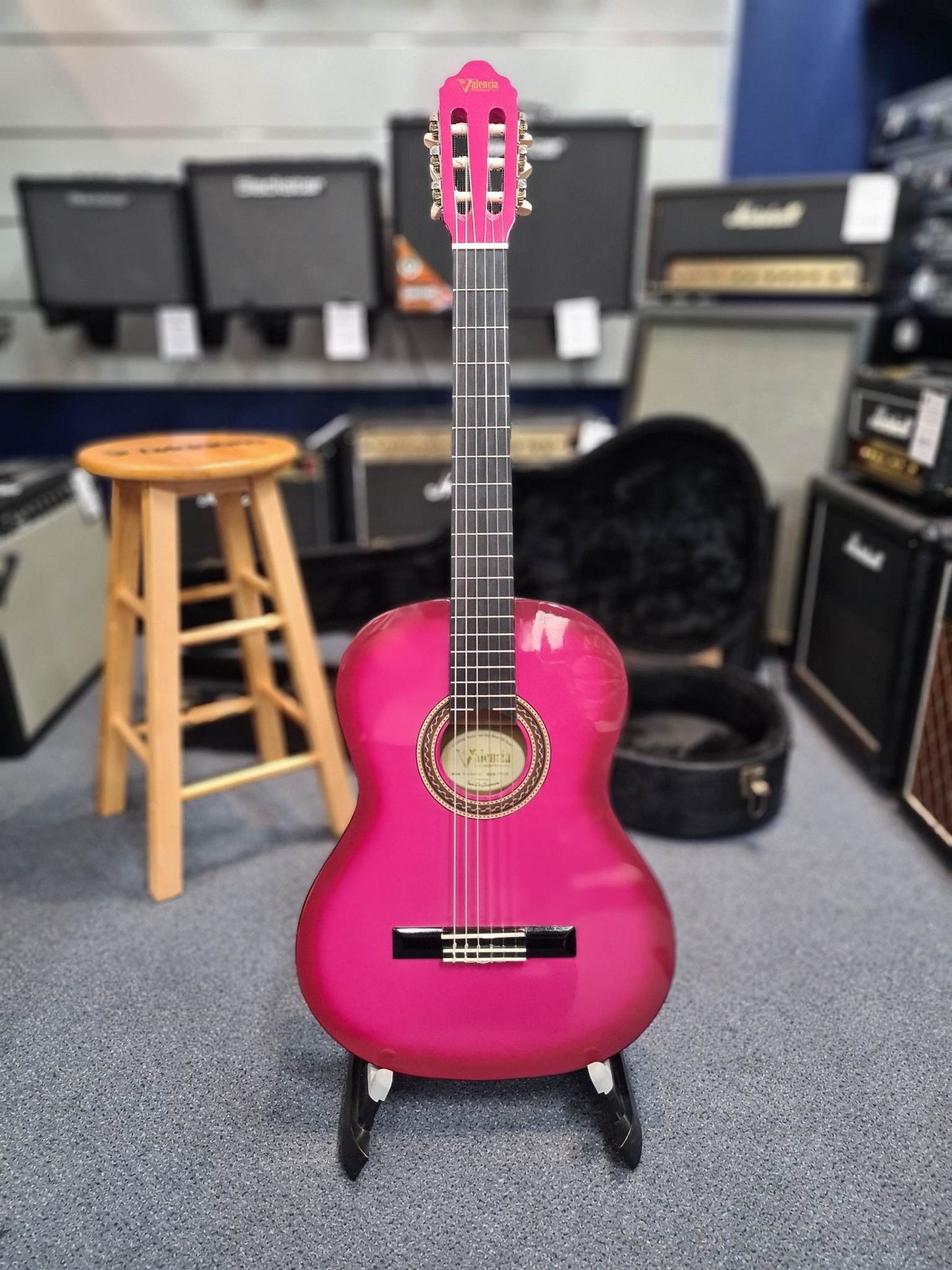 Valencia VC104 4/4 Size Pink Nylon String Guitar