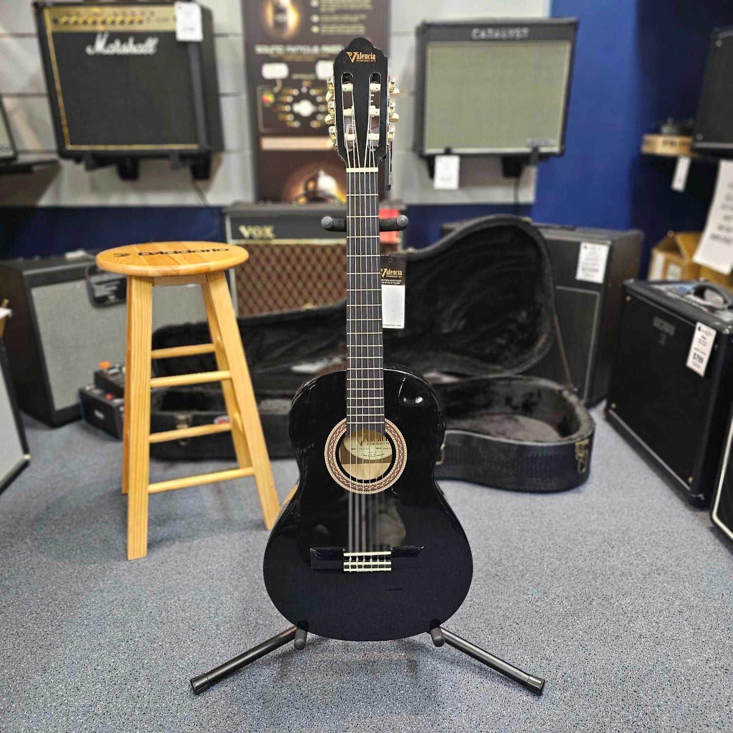 Valencia VC102 1/2 Size Black Nylon String Guitar