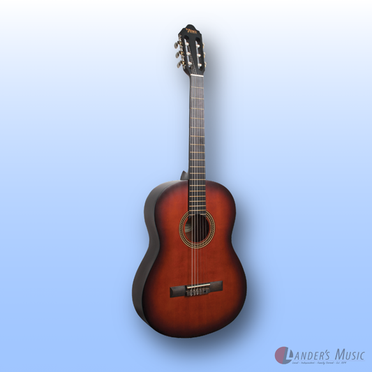 Valencia VC204H 4/4 Size Hybrid Classic Sunburst Nylon String Guitar