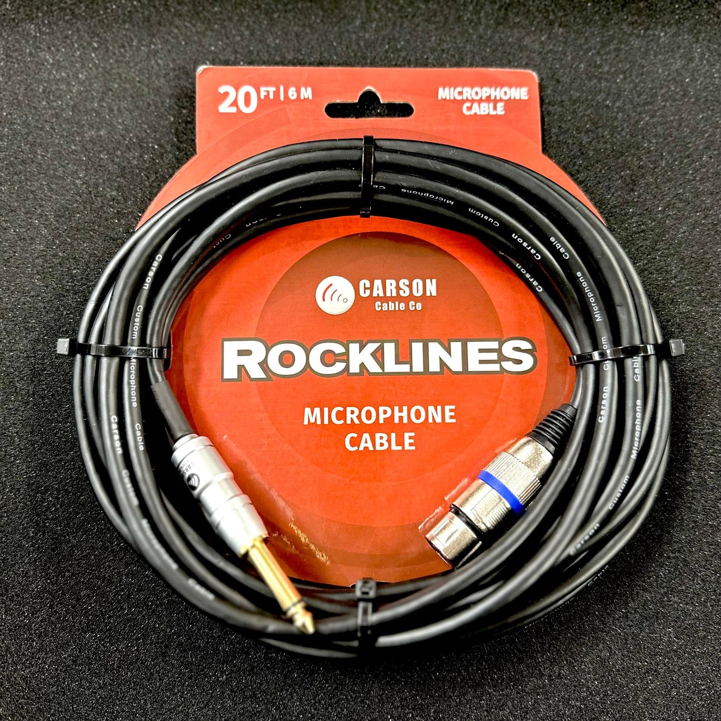 Carson Rocklines 20ft XLR F to 1/4" TS Microphone Cable